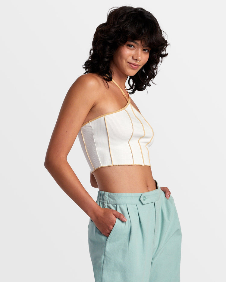 Piper Halter Crop Top - Latte