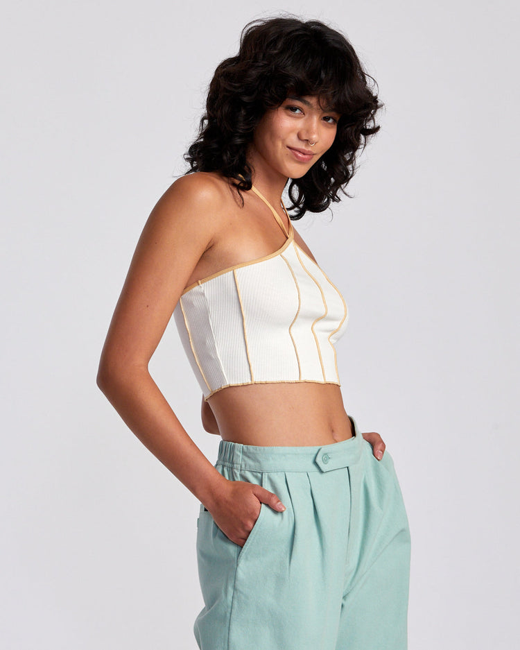 Piper Halter Crop Top - Latte