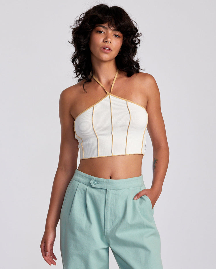 Piper Halter Crop Top - Latte