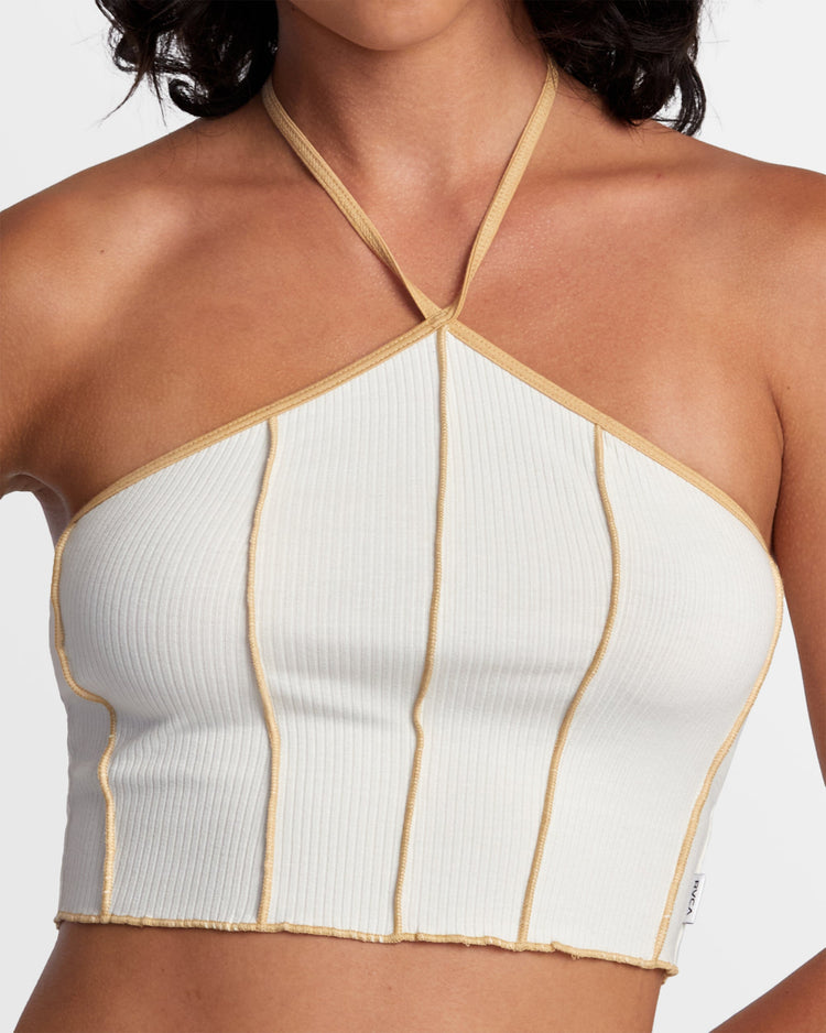 Piper Halter Crop Top - Latte