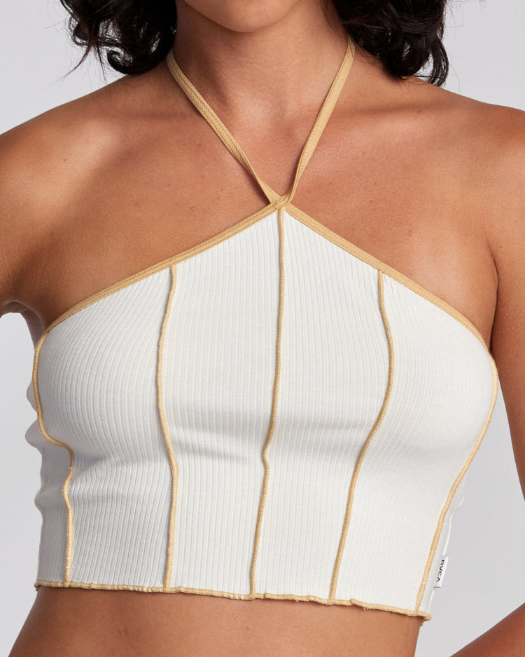 Piper Halter Crop Top - Latte