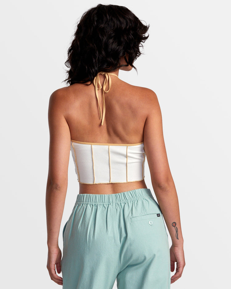 Piper Halter Crop Top - Latte