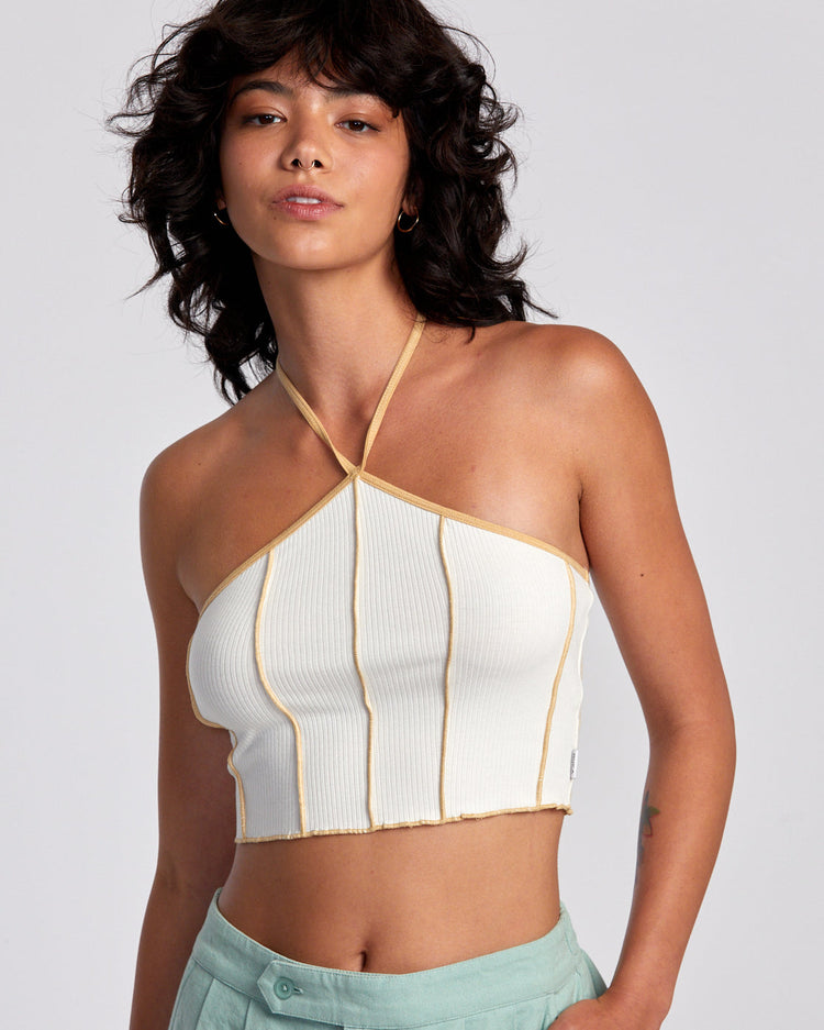 Piper Halter Crop Top - Latte