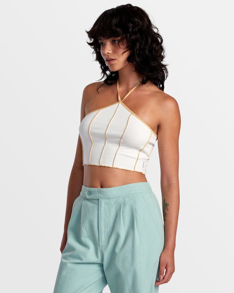 Piper Halter Crop Top - Latte