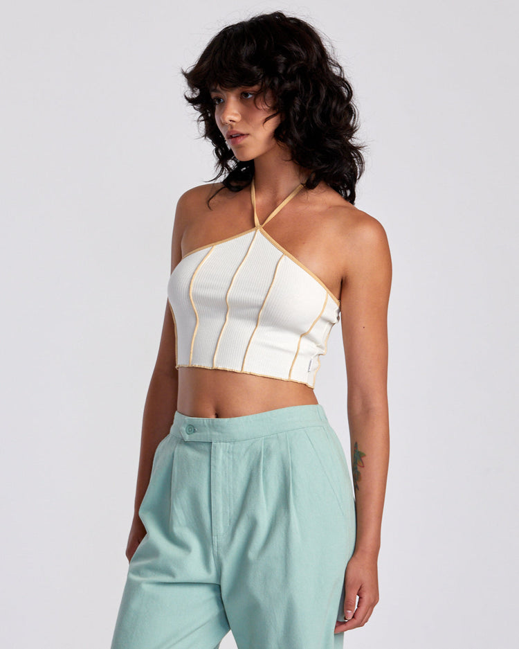 Piper Halter Crop Top - Latte