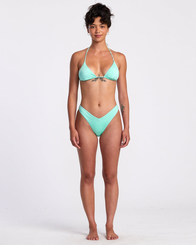 Solid Shimmer V-Front French Bikini Bottoms - Ice Green