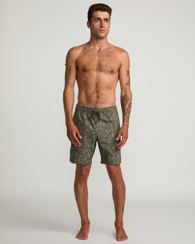 Atlas Elastic Waist Boardshorts 17" - Chocolate