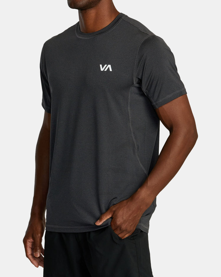 Sport Vent Stripe Technical Short Sleeve Top - Black Stripe