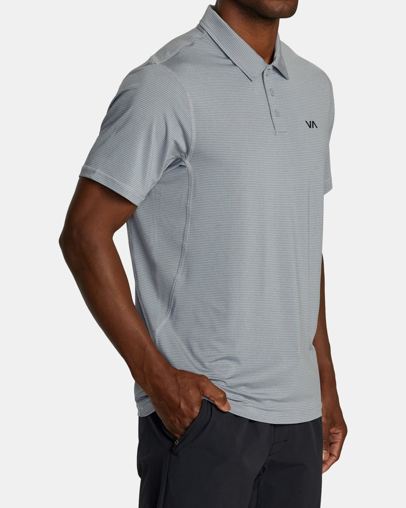 VA Sport Vent Technical Polo Shirt - Chalk Stripe