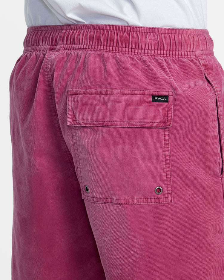 Escape Elastic Waist Corduroy Shorts 17"” - Mauve