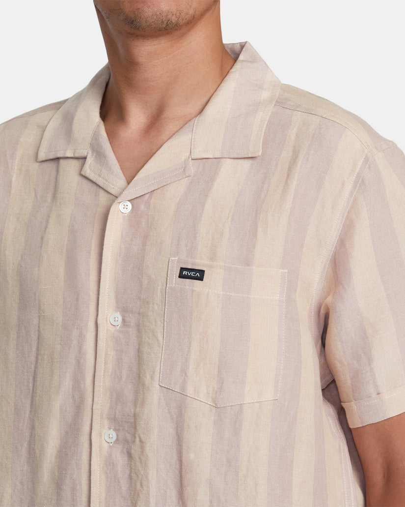 Love Stripe Short Sleeve Woven Shirt - Pale Mauve