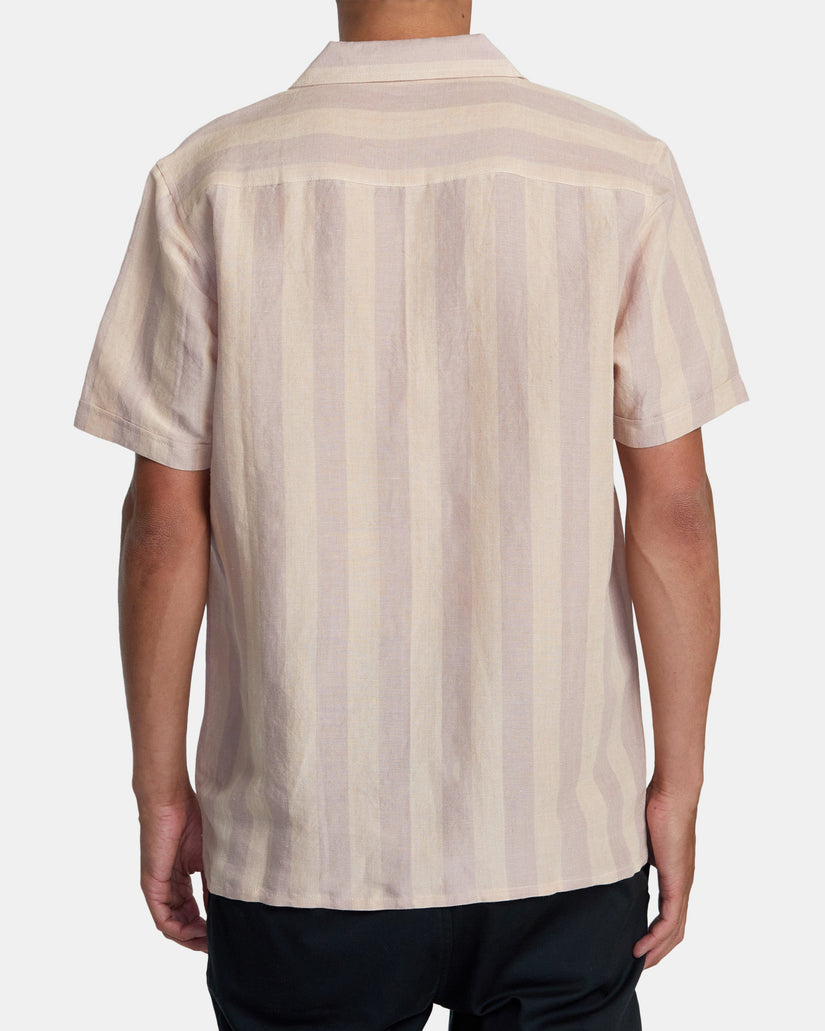 Love Stripe Short Sleeve Woven Shirt - Pale Mauve