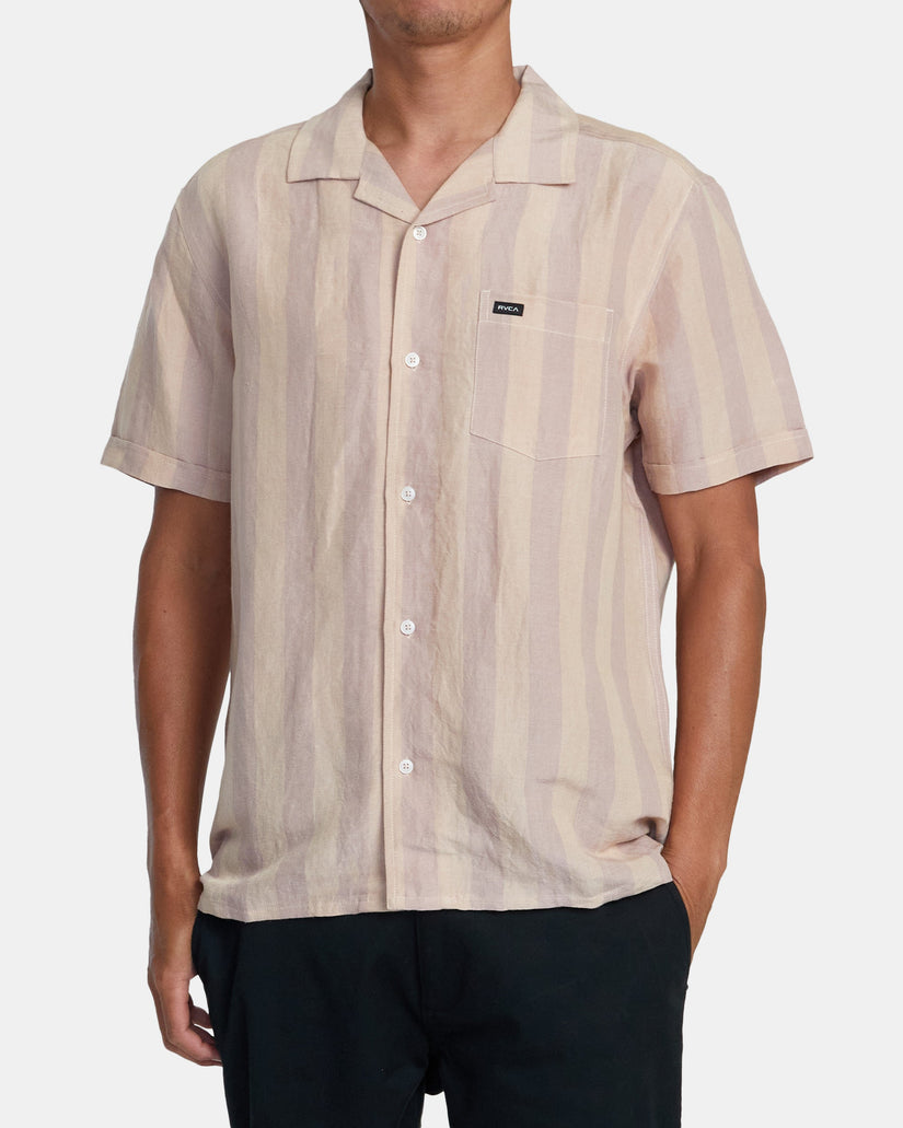 Love Stripe Short Sleeve Woven Shirt - Pale Mauve