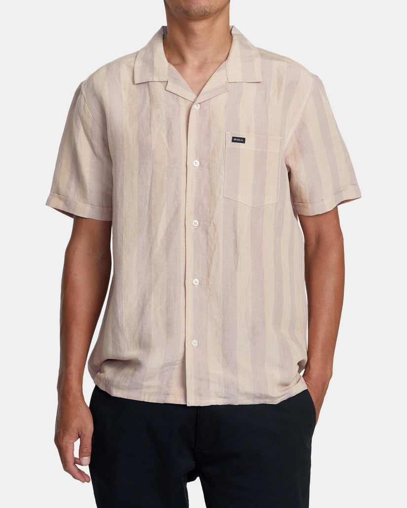 Love Stripe Short Sleeve Woven Shirt - Pale Mauve