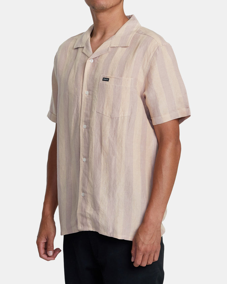 Love Stripe Short Sleeve Woven Shirt - Pale Mauve