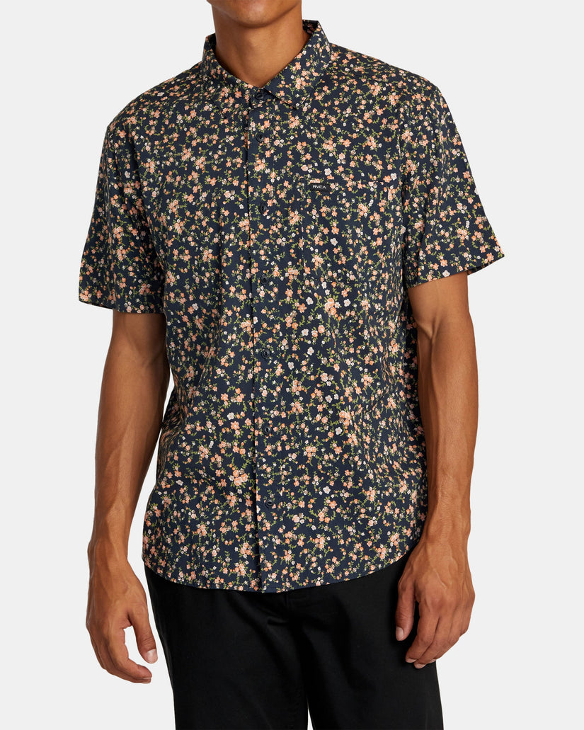 Botanical Short Sleeve Woven Shirt - Navy Marine