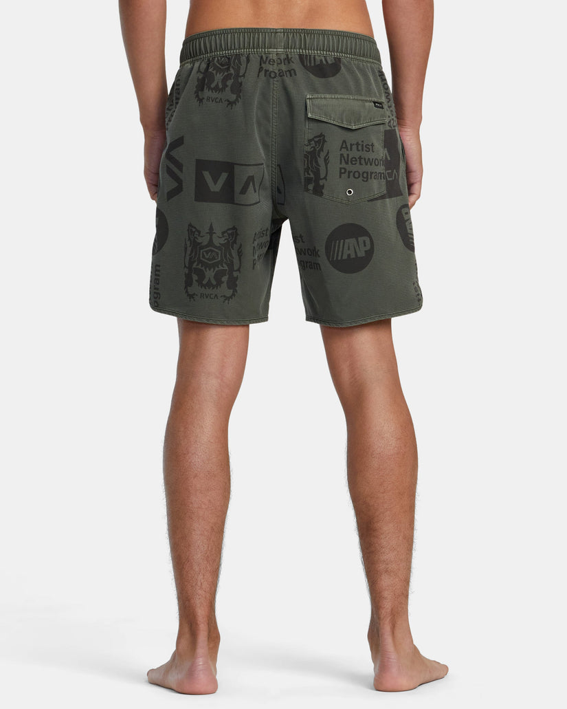 Eastern Elastic Waist Boardshorts 17" - Olive