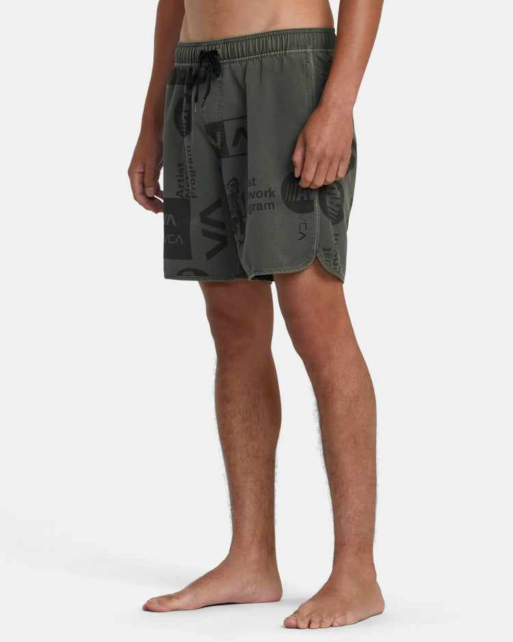 Eastern Elastic Waist Boardshorts 17" - Olive