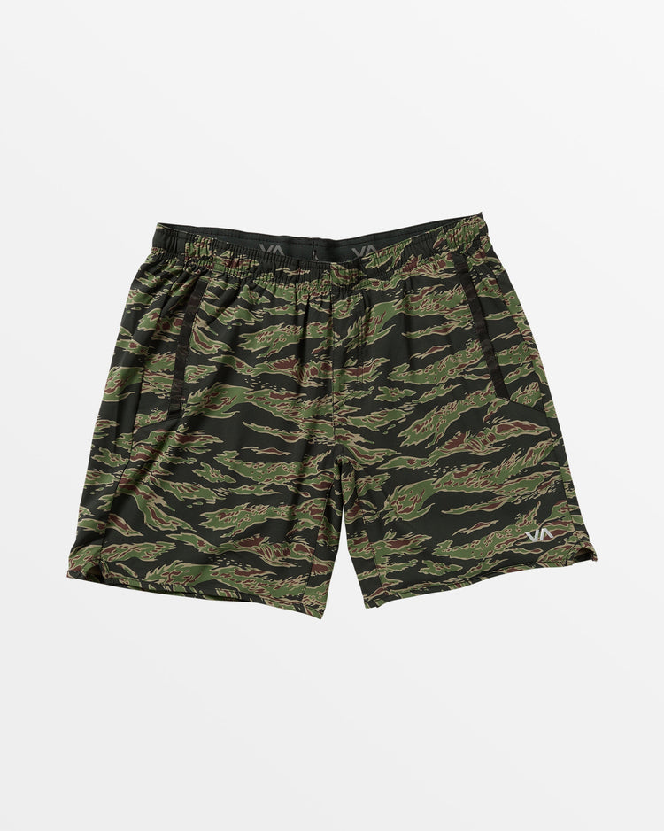 Yogger Stretch Elastic Waist Shorts 17" - Tiger Camo