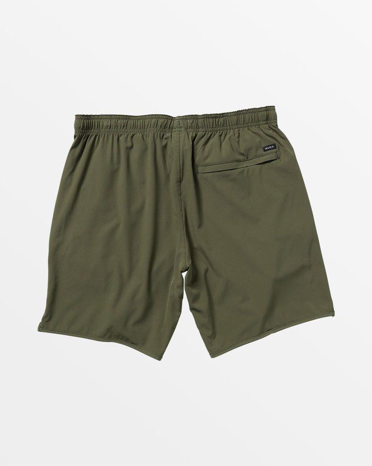 Yogger Stretch Elastic Waist Shorts 17" - Olive