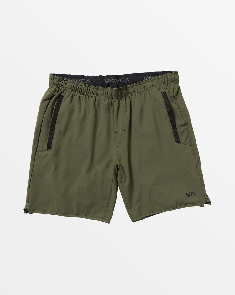 Yogger Stretch Elastic Waist Shorts 17" - Olive