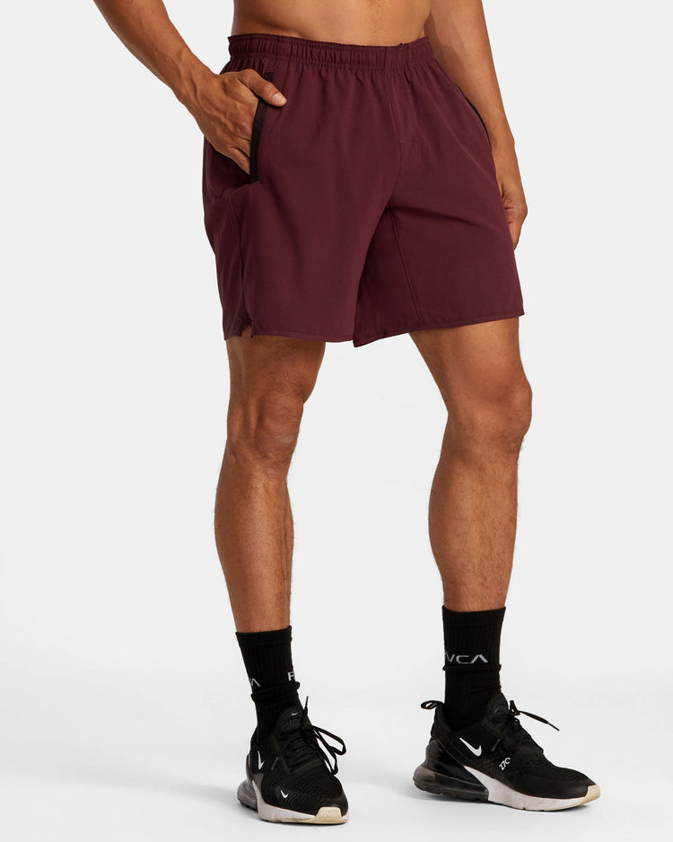 Yogger Stretch Elastic Waist Shorts 17" - Plum