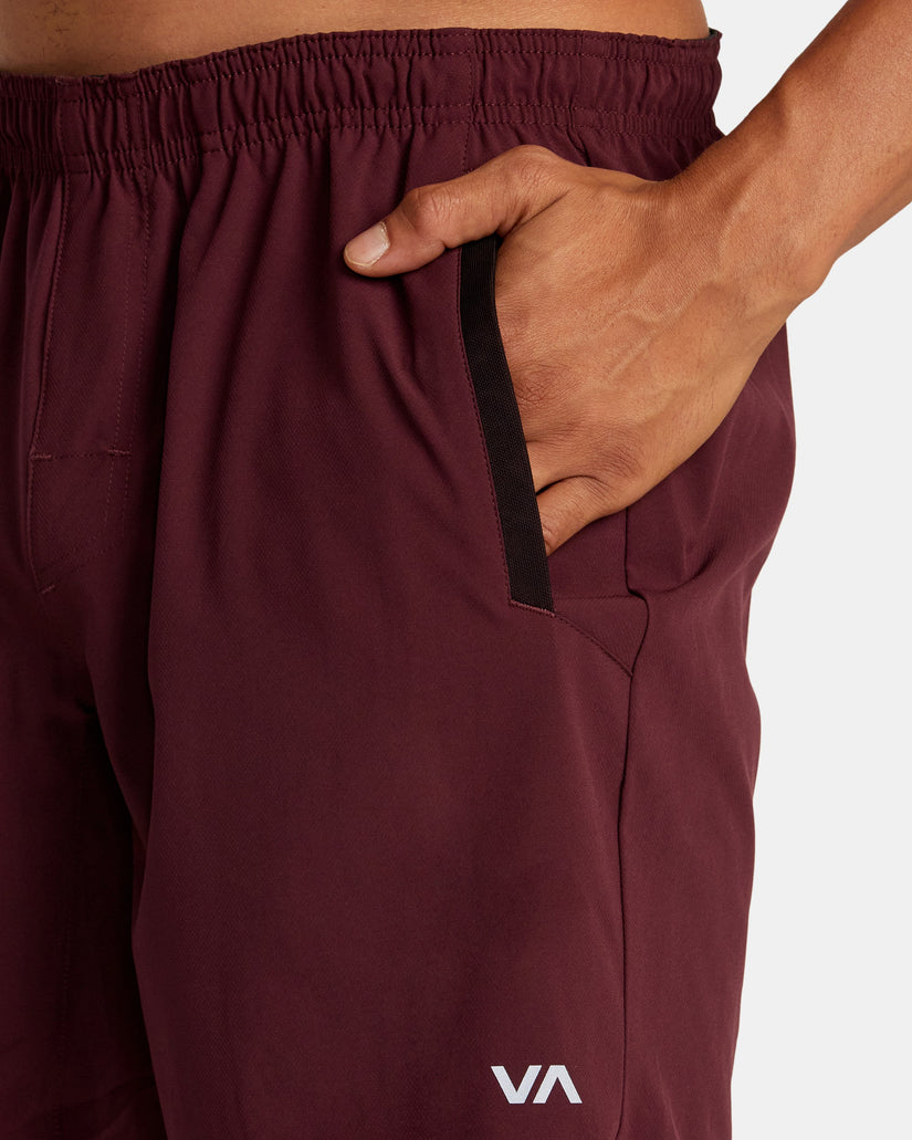 Yogger Stretch Elastic Waist Shorts 17" - Plum