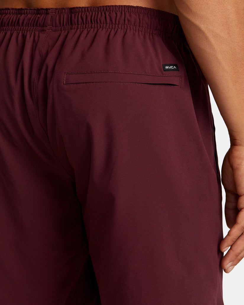 Yogger Stretch Elastic Waist Shorts 17" - Plum