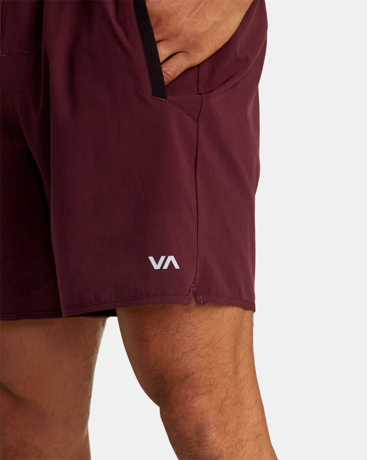 Yogger Stretch Elastic Waist Shorts 17" - Plum