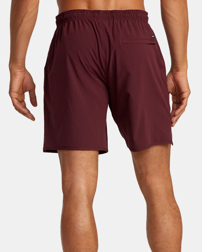 Yogger Stretch Elastic Waist Shorts 17" - Plum