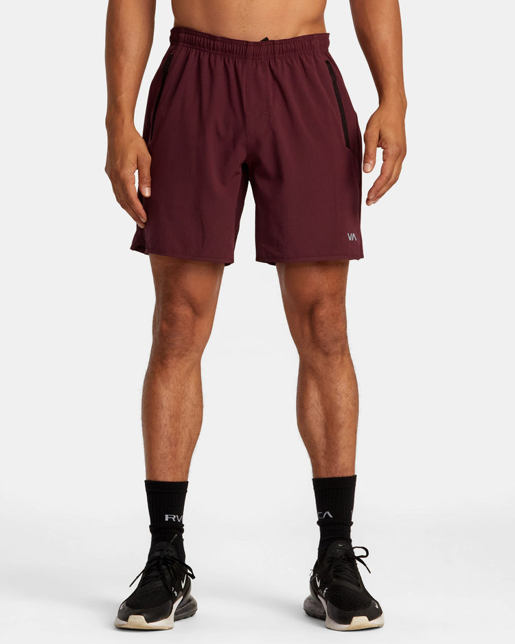 Yogger Stretch Elastic Waist Shorts 17" - Plum