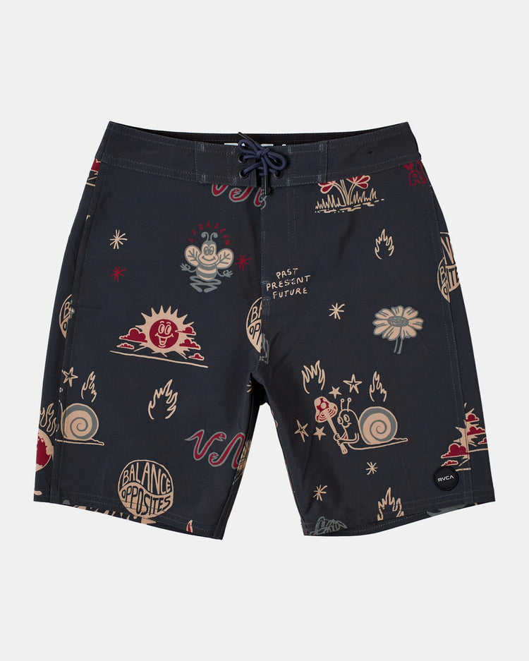 Boys Va Pigment Print Elastic Waist - RVCA Black