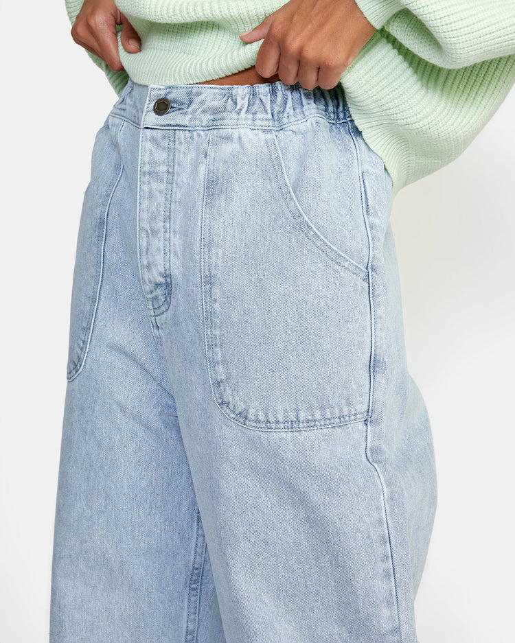 Scrunchie Denim Pants - Light Vintage Wash