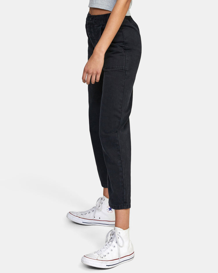 Scrunchie Denim Pants - Vintage Black