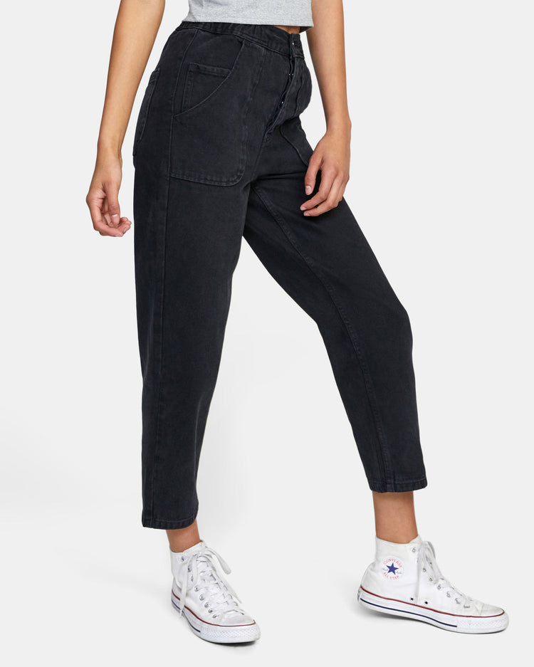 Scrunchie Denim Pants - Vintage Black