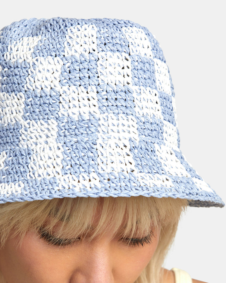 Laguna Straw Bucket Hat - Dusty Blue