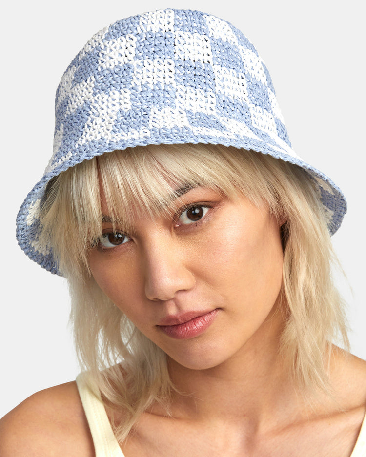 Laguna Straw Bucket Hat - Dusty Blue