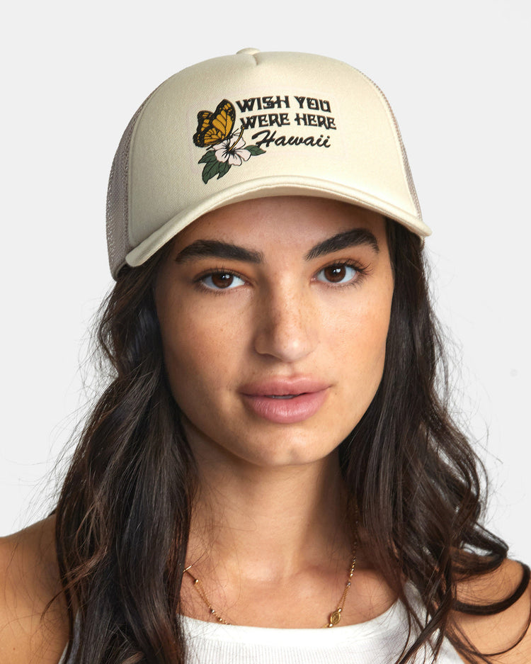 Wish You Were Here Foam Trucker Hat - Latte