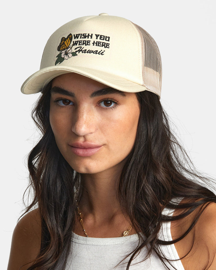 Wish You Were Here Foam Trucker Hat - Latte