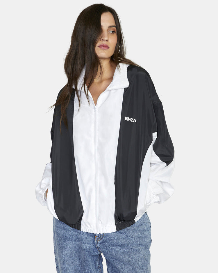 Throwback Windbreaker Jacket - Black/White