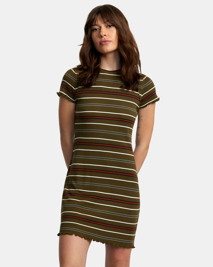 Rover Rib Knit Dress - Dark Olive