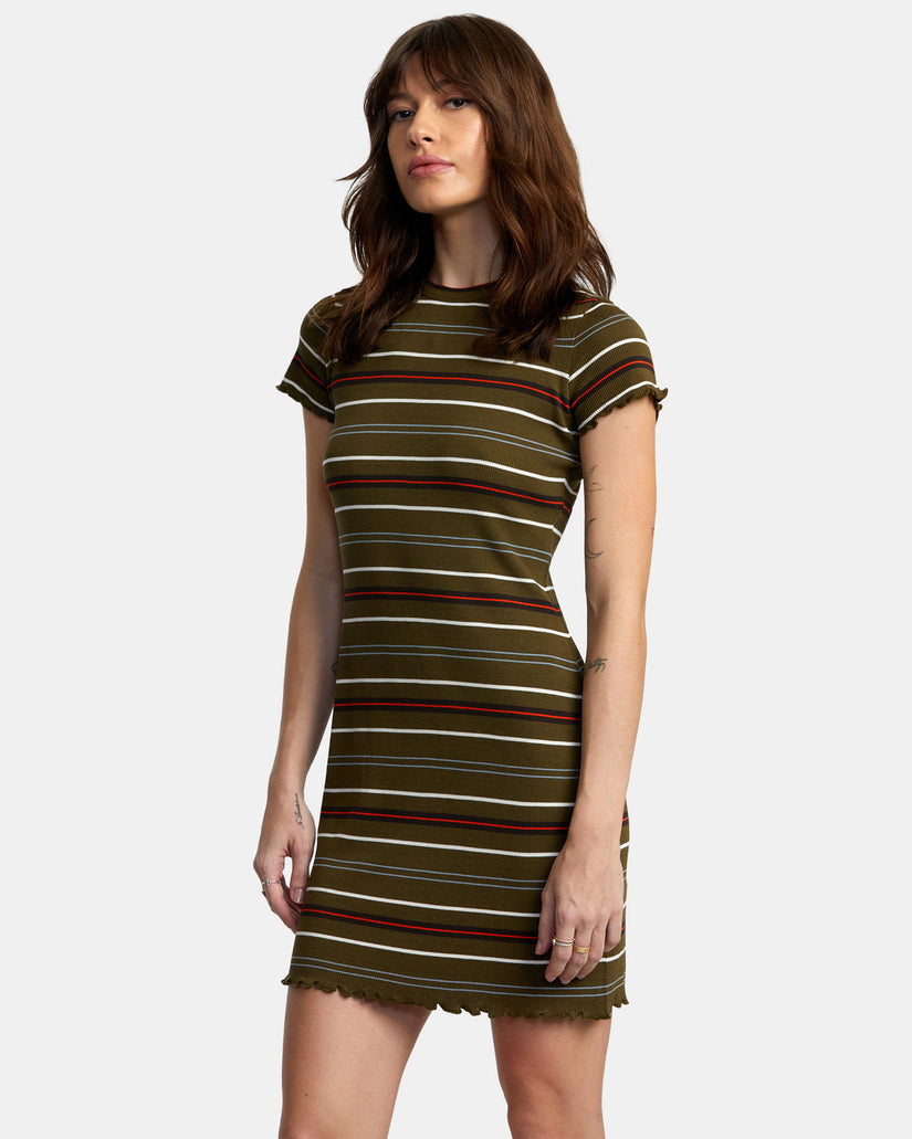 Rover Rib Knit Dress - Dark Olive