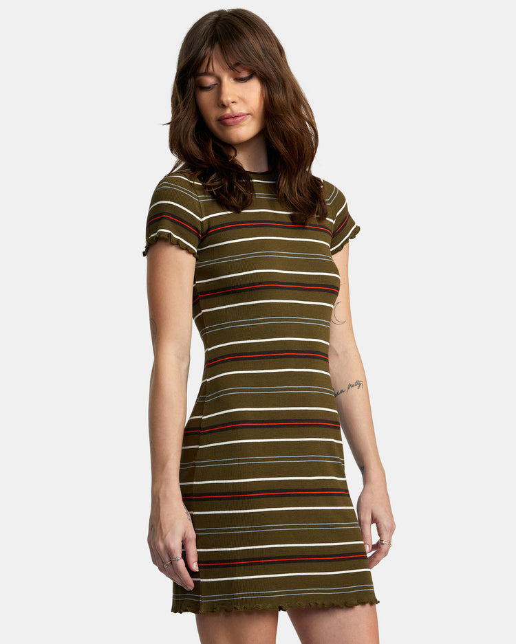 Rover Rib Knit Dress - Dark Olive