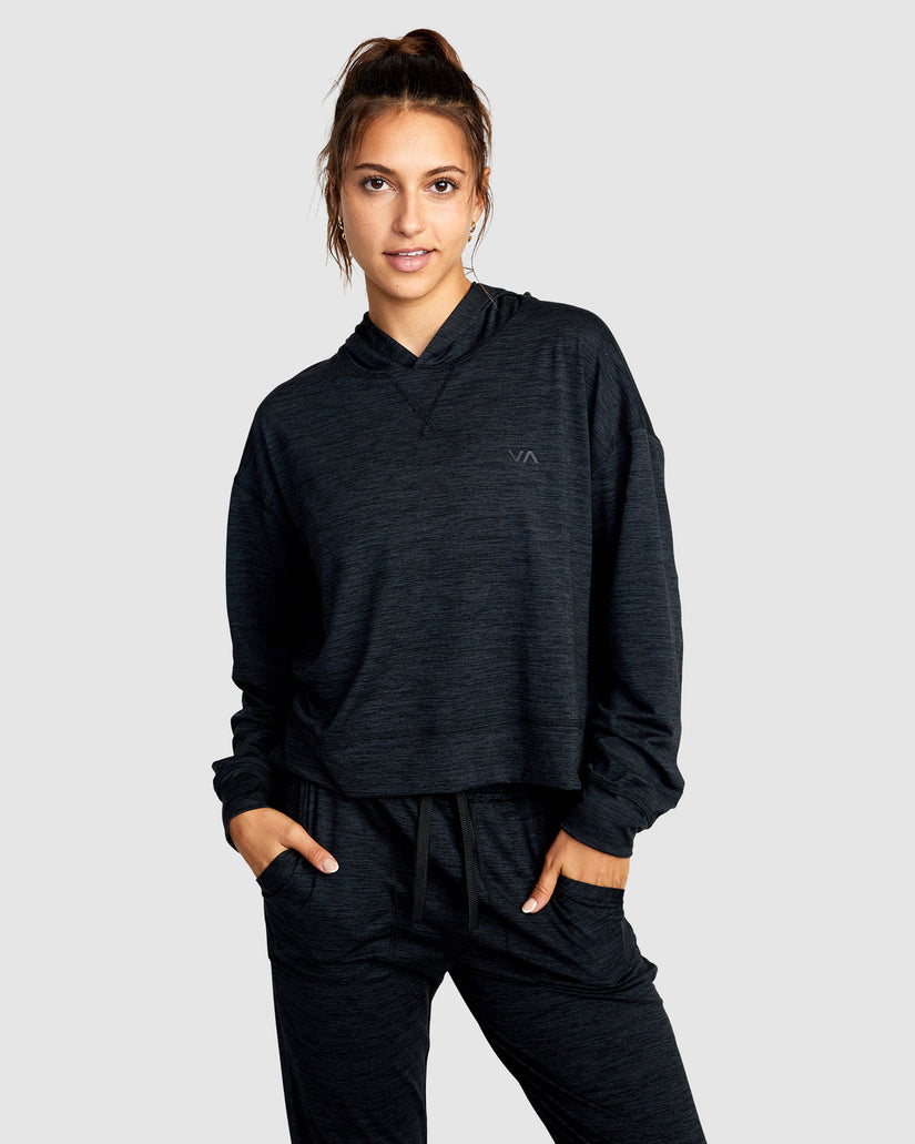 C-Able Cropped Workout Hoodie - Black Heather