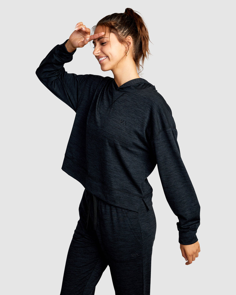 C-Able Cropped Workout Hoodie - Black Heather