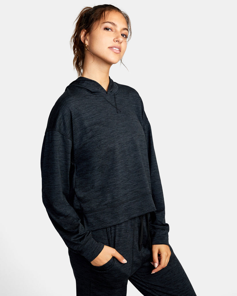 C-Able Cropped Workout Hoodie - Black Heather