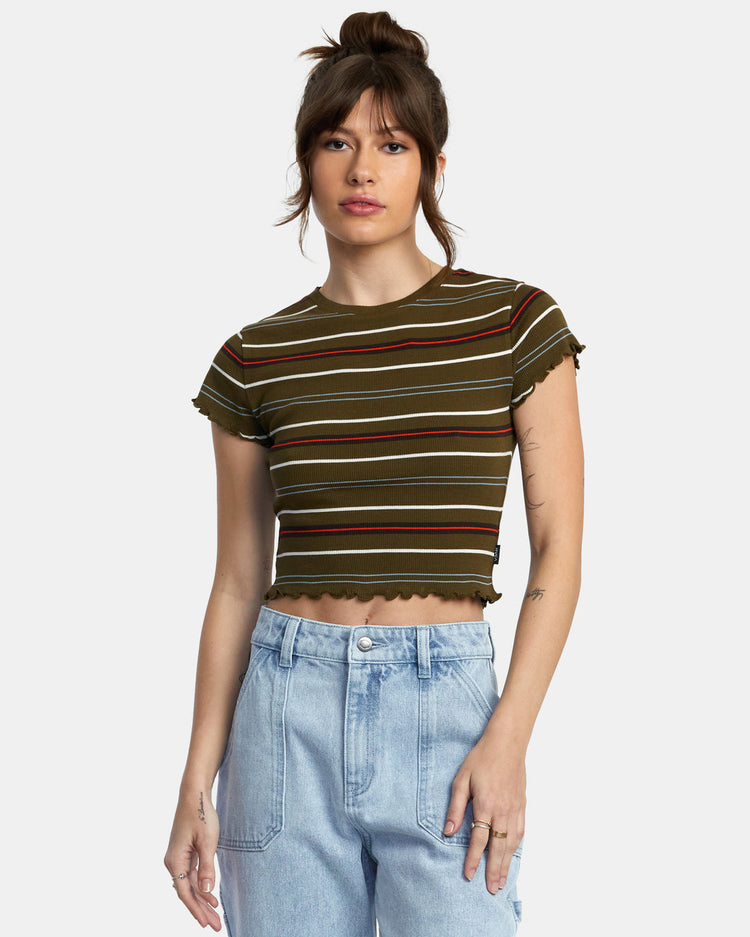 Classmate Crop Tee - Dark Olive