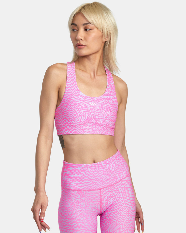 VA Essential Mid Support Sports Bra - Motif Fluro