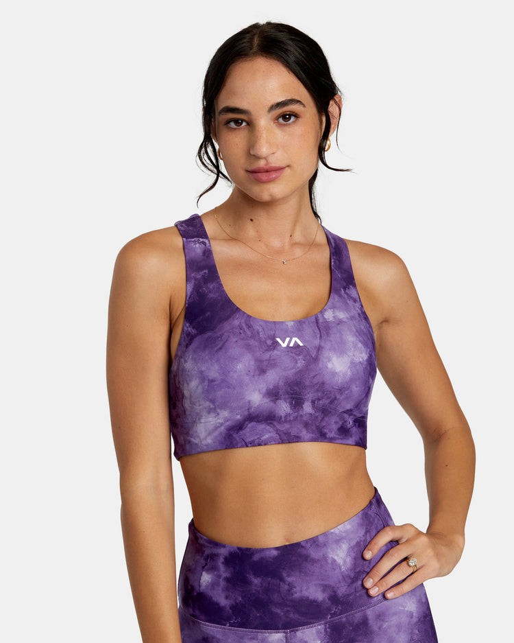 VA Essential Mid Support Sports Bra - Grape Tie Dye