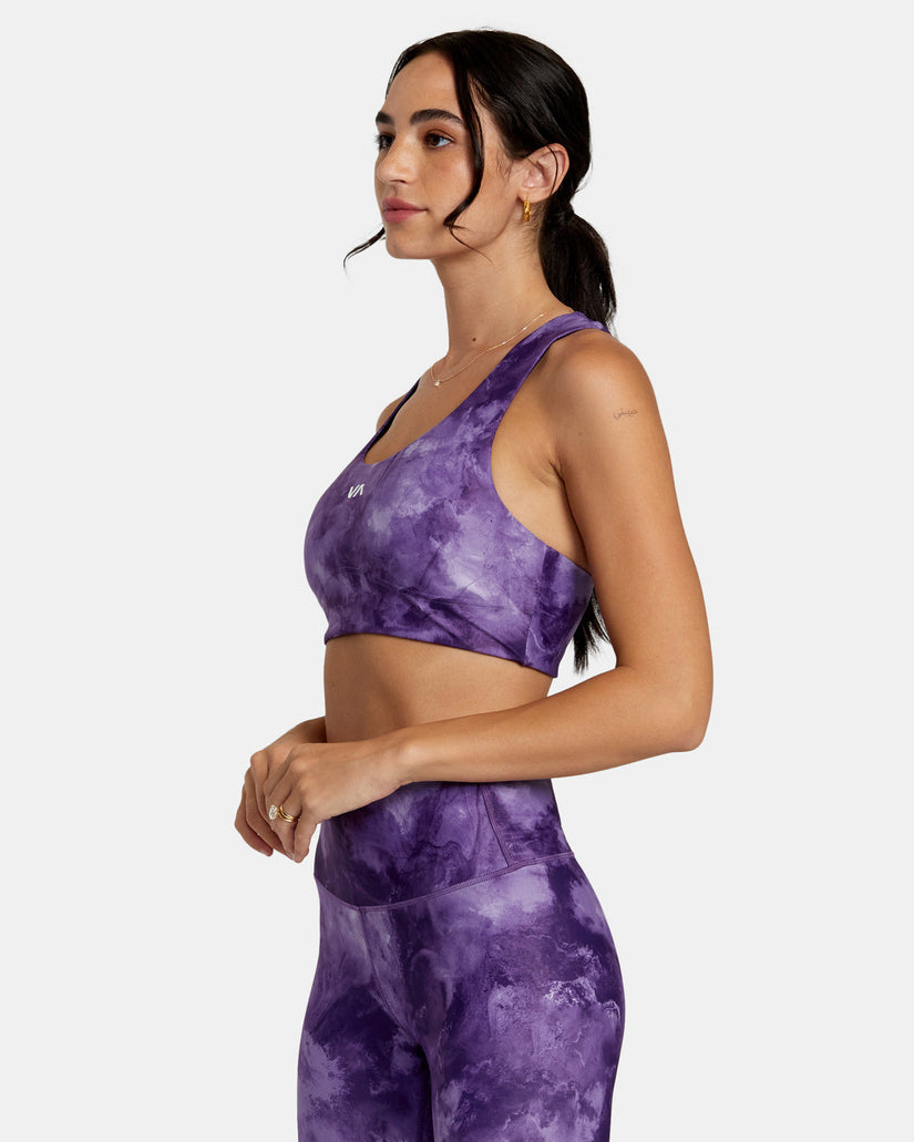 VA Essential Mid Support Sports Bra - Grape Tie Dye